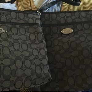 Coach Men's Black and Gray Messenger Bag